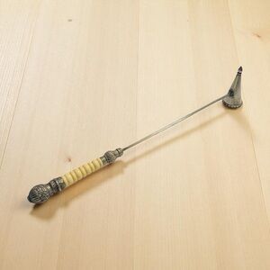 Candle Snuffer 16.5 Long & Elegant Victorian Silver Plated  Bovine bone ca.1900